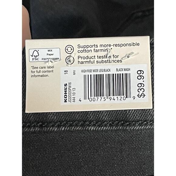 SO Jeans Womens 18 Plus Black High Rise Wide Leg Superstretch Black Wash Denim - Picture 11 of 13